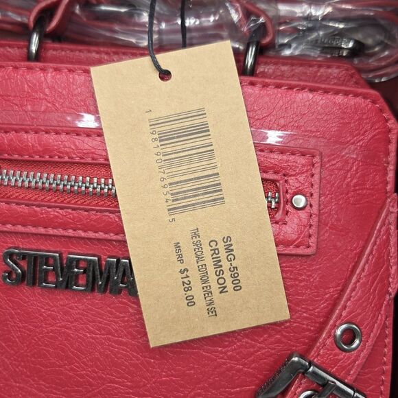 Steve Madden Bag Special Edition Red Evelyn Gift Set Purse 2 Bag Straps Wallet - Picture 11 of 15